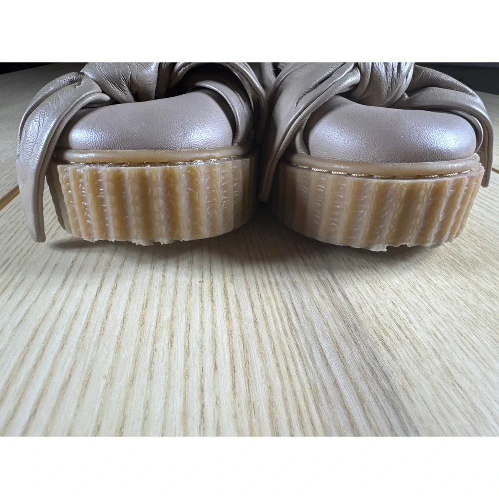 Fenty Puma by Rihanna Creeper Bow Sandal Beige‎ Leather Lace Up Platform